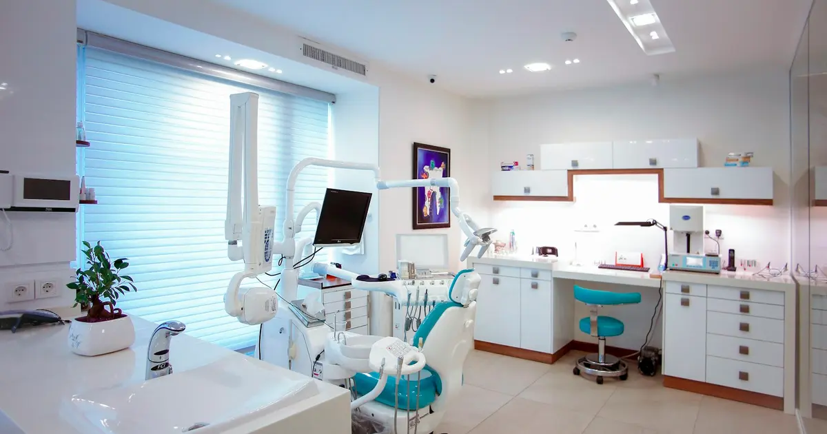 Modern dental office with chair and equipment